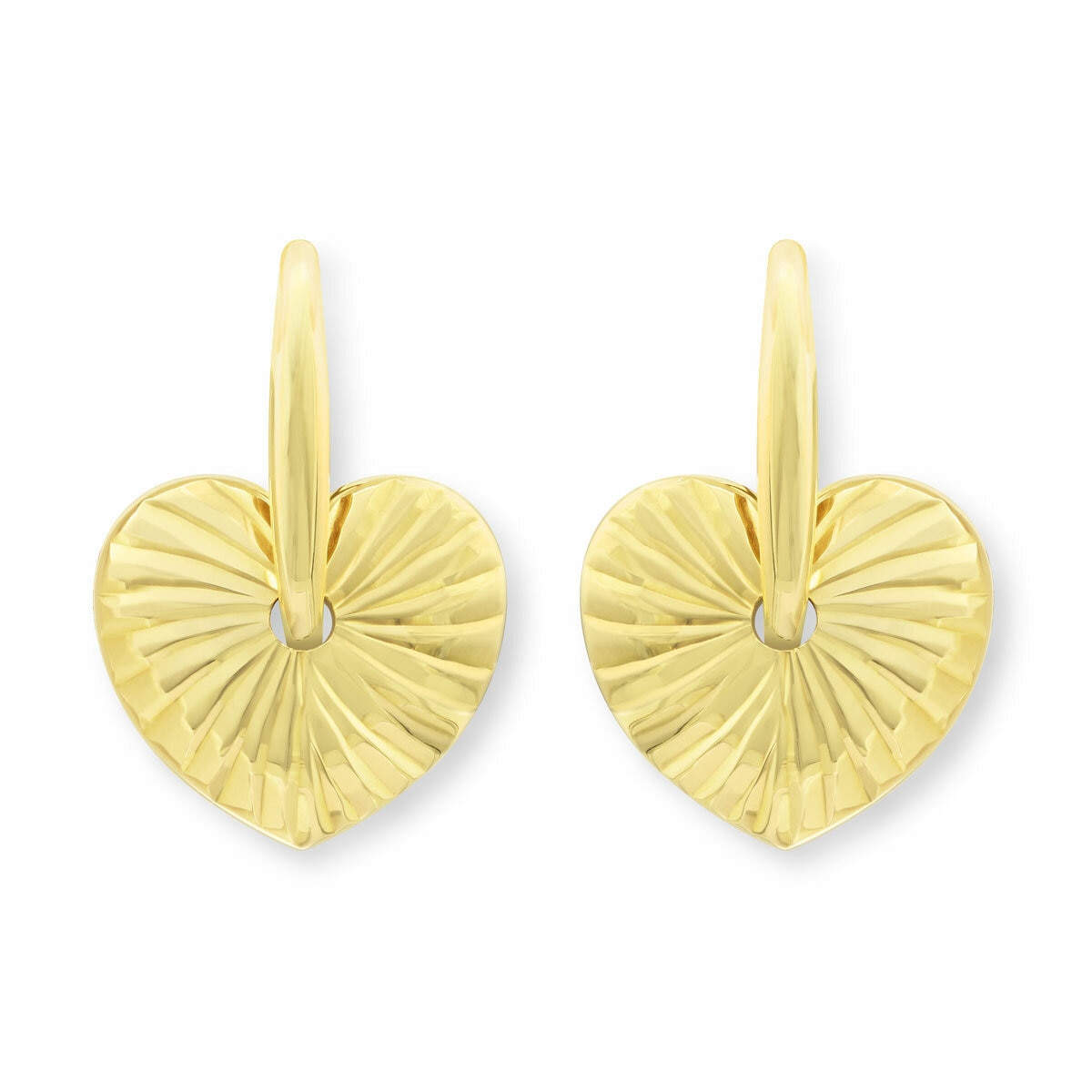 14ct Yellow Gold Textured Disc Stud Earrings