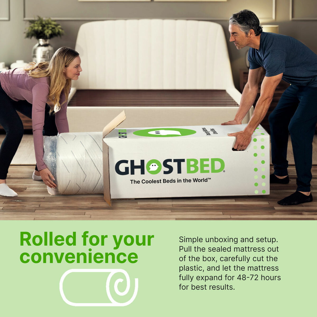 Ghostbed Classic Cooling Memory Foam Mattress Unboxing Ghostbed Classic Cooling Memory Foam Mattress Unboxing