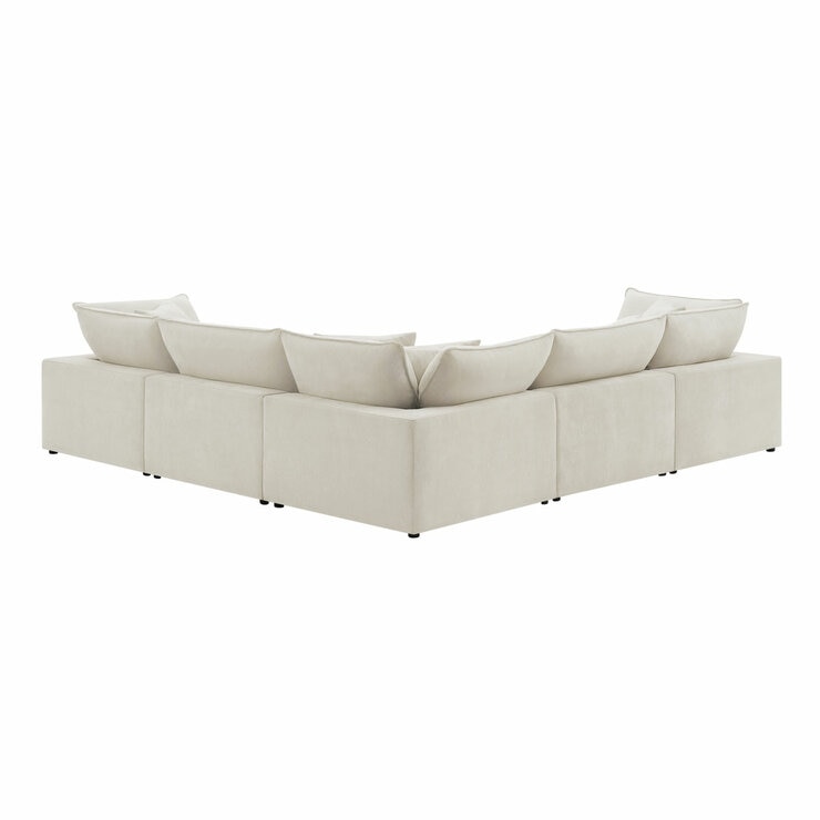 Aiden & Ivy Sereen Beige Fabric 6 Piece Modular Sofa - Back Image