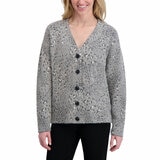 DKNY Ladies Leopard Print Cardigan in Stone