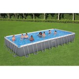 Bestway 31ft x 16ft Power Steel Rectangular Frame Pool with Sand Filter Pump, Ladder and Cover