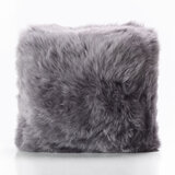 Bowron Long Wool Sheepskin Double Sided Cushion, 35 x 35cm in Dover Grey