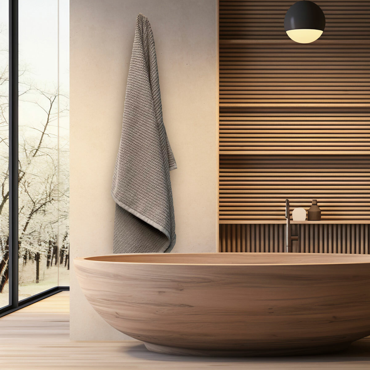 Mundo Textile Bath Sheet in Taupe, 100 x 160 cm