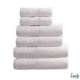 Lazy Linen 6 Piece Bundle 2x Hand Towels, 2x Bath Towels & 2x Bath Sheets, in White