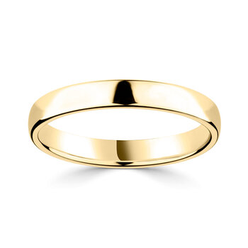3.0mm Classic Court Wedding Ring, 18ct Yellow Gold