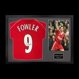 Robbie Fowler Signed Framed Liverpool Football Shirt including 1 Photo in Black