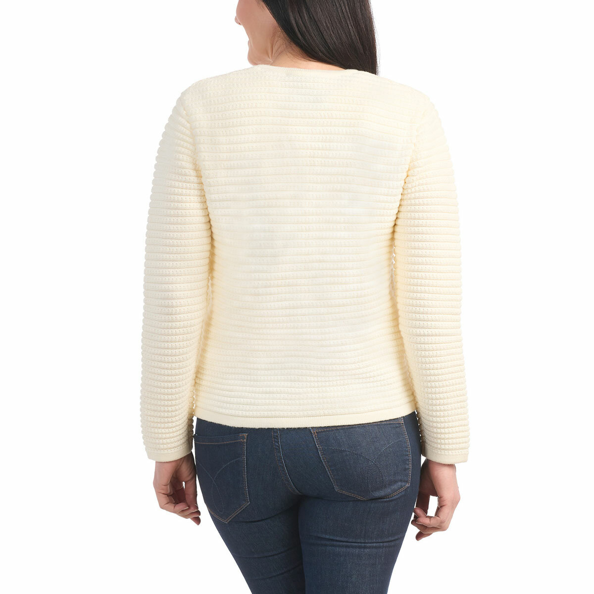 Hilary Radley Textured Knit Jacket in Cream
