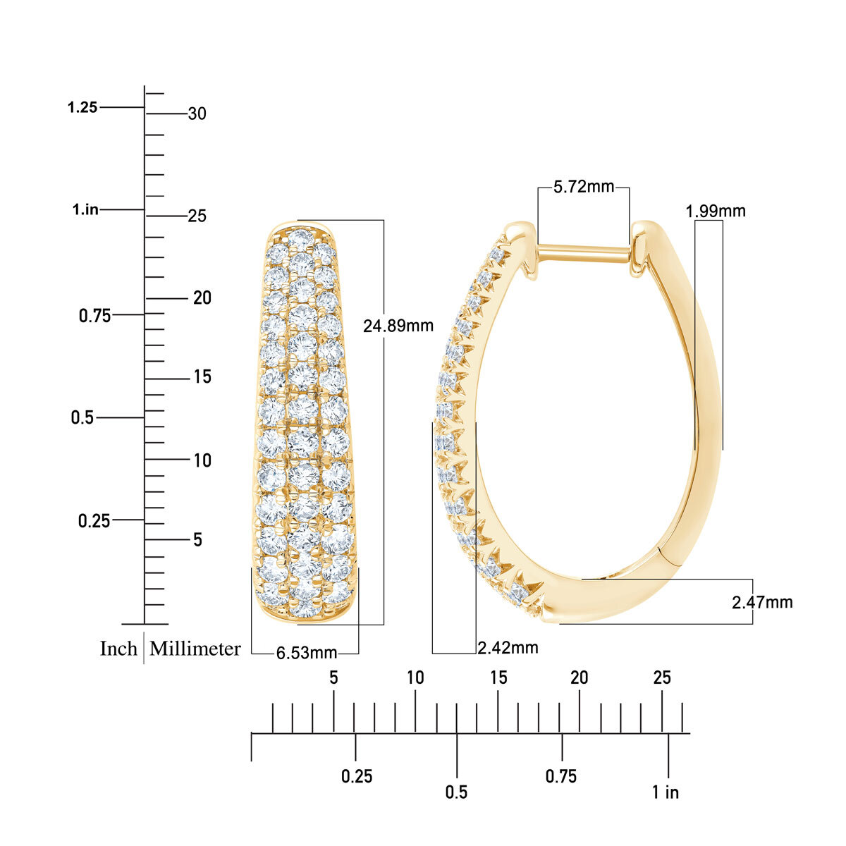 1.75ctw Diamond Hoop Earrings, 14K Yellow Gold