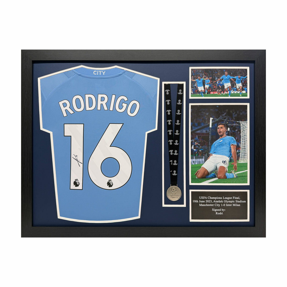 Rodri Signed Framed Manchester City Football Shirt