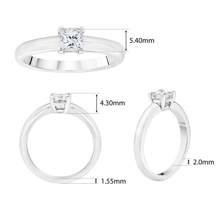 0.50ct Princess Cut Diamond Solitaire Ring, Platinum 0.50ct Princess Cut Diamond Solitaire Ring, Platinum