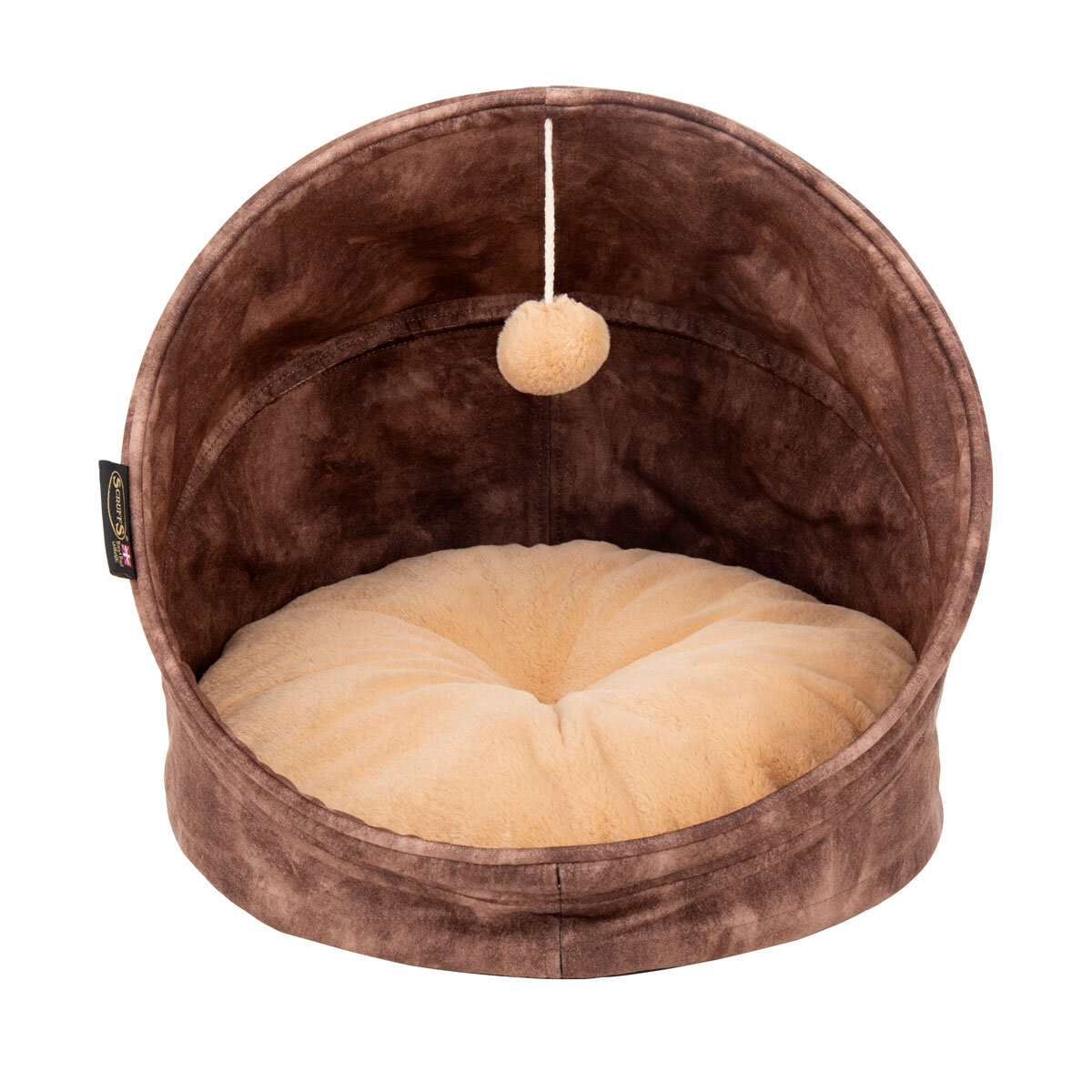 Scruff Kensington Cat Bed, 44cm/17" in Chocolate