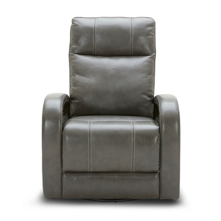Kuka Grey Leather Power Recliner Chair with Swivel & Glide Costco UK