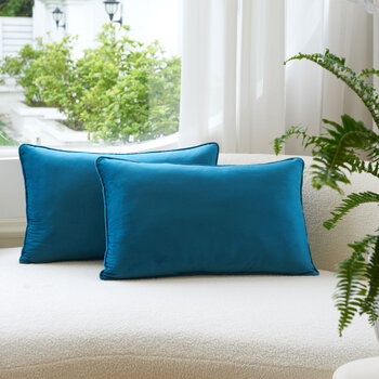 Velvet Oblong Cushion, 2 pack in 3 Colours