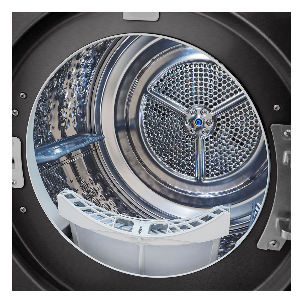 Drum LG FDV909BN DUAL Dry Freestanding Heat Pump Tumble Dryer, 9kg Load, Platinum Black