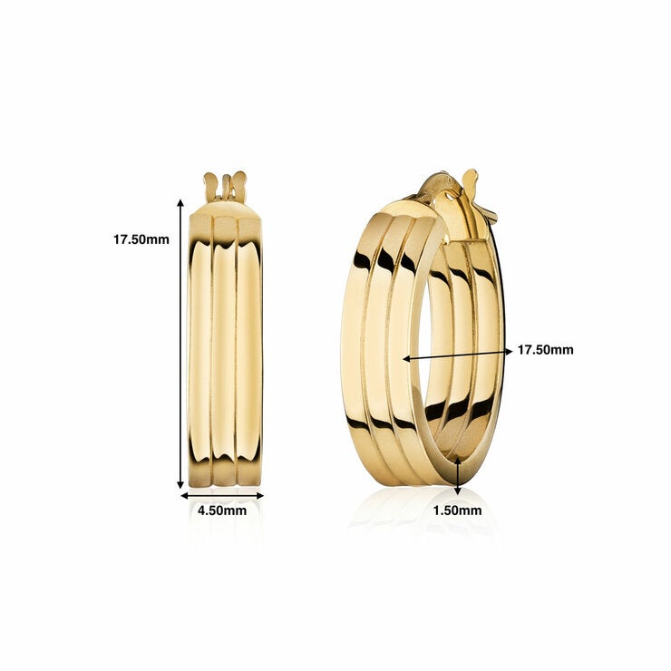 14ct Yellow Gold Tri Hoop Earrings 14ct Yellow Gold Tri Hoop Earrings
