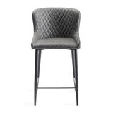 Bentley Designs Grey Faux Leather Diamond Stitch Bar Stool, 2 Pack
