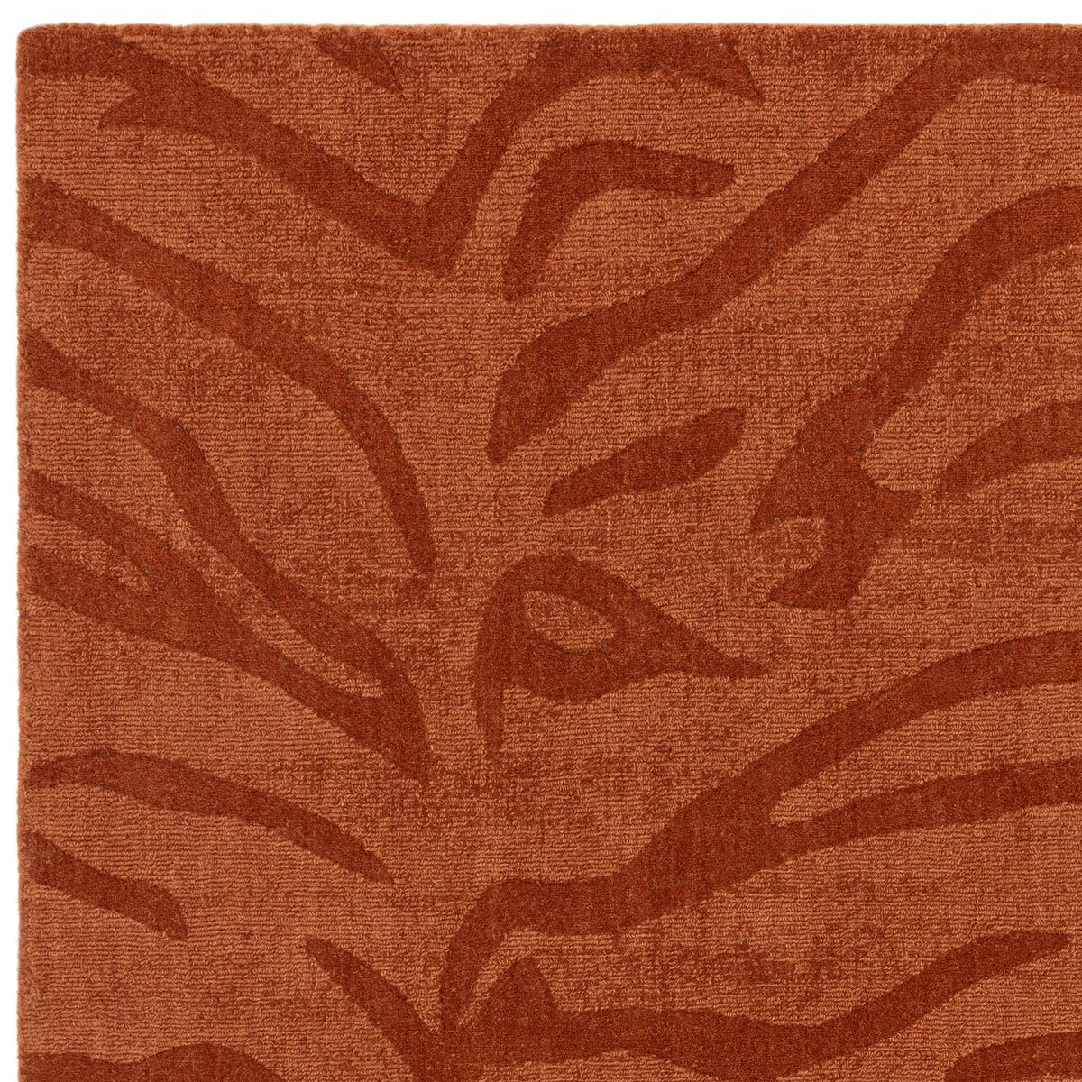 Asiaitc Tigra Rug in burnt orange colour with tiger print pattern Asiaitc Tigra Rug in burnt orange colour with tiger print pattern