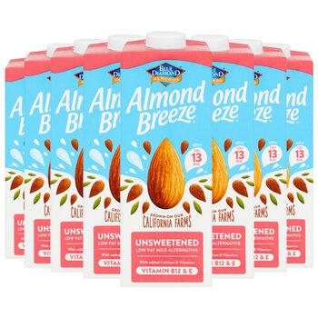 Blue Almond Unsweetened Almond Drink, 8 x 1L