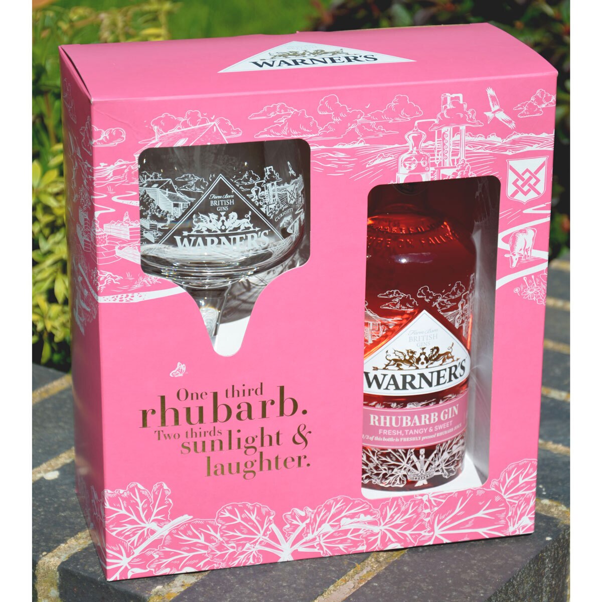 Lifestyle image of gift pack in garden setting