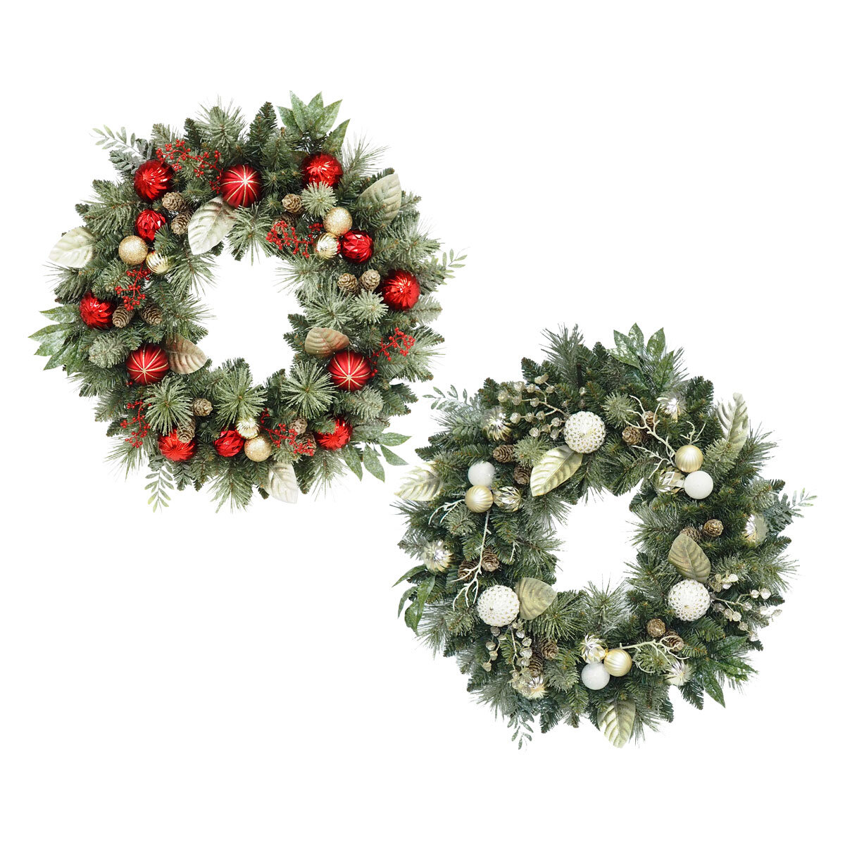 30 Inch (76.2cm) Christmas Decorative Wreath with 50 LED ...