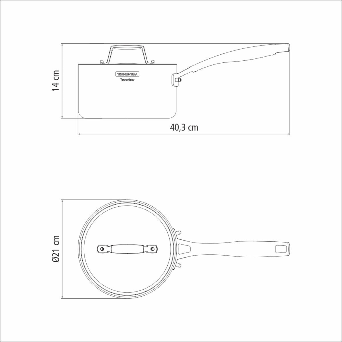 image of dimentions of 20cm sauce pan