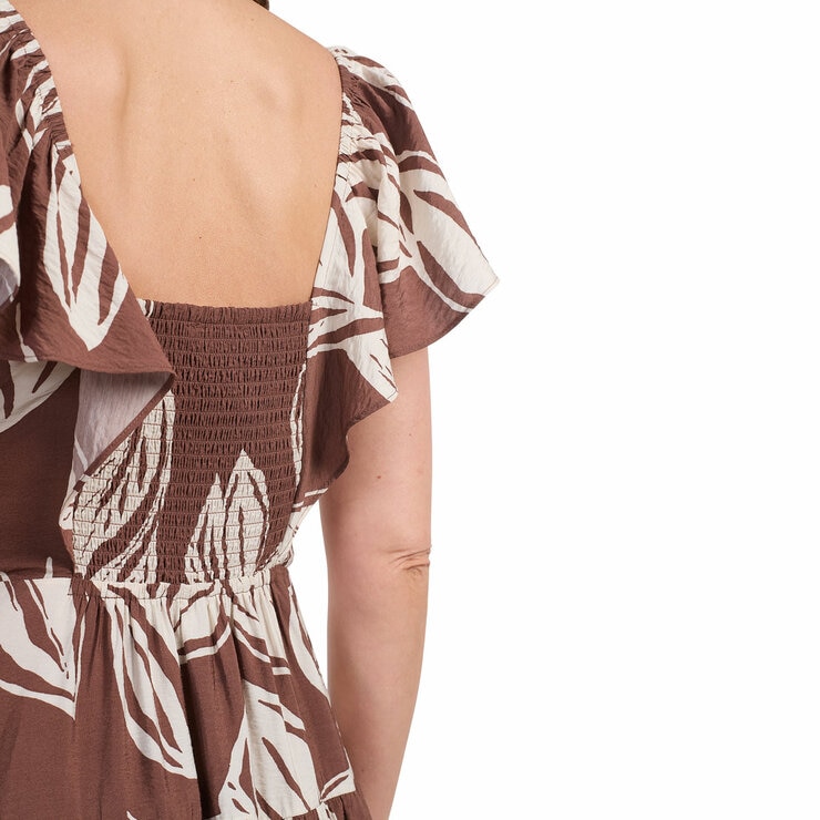 Dalia Ladies Tiered Maxi Dress in Brown