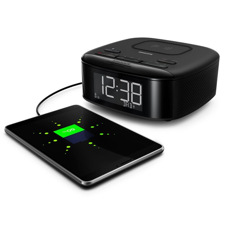 Philips Bluetooth Clock Radio with Wireless Qi Charging, TAR7705/10