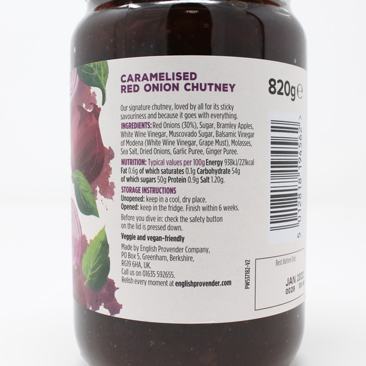 EPC Caramelised Red Onion Chutney Ingredients