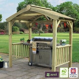 Zest 7ft 5" x 4ft 6" (2.26 x 1.38m) Wooden BBQ Grilling Pavilion