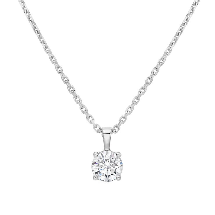 1.00ct Round Brilliant Cut Diamond Solitaire Pendant, 18ct White Gold 1.00ct Round Brilliant Cut Diamond Solitaire Pendant, 18ct White Gold