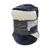Etched Velvet Sherpa Blanket in Navy 228 x 228 cm Cost