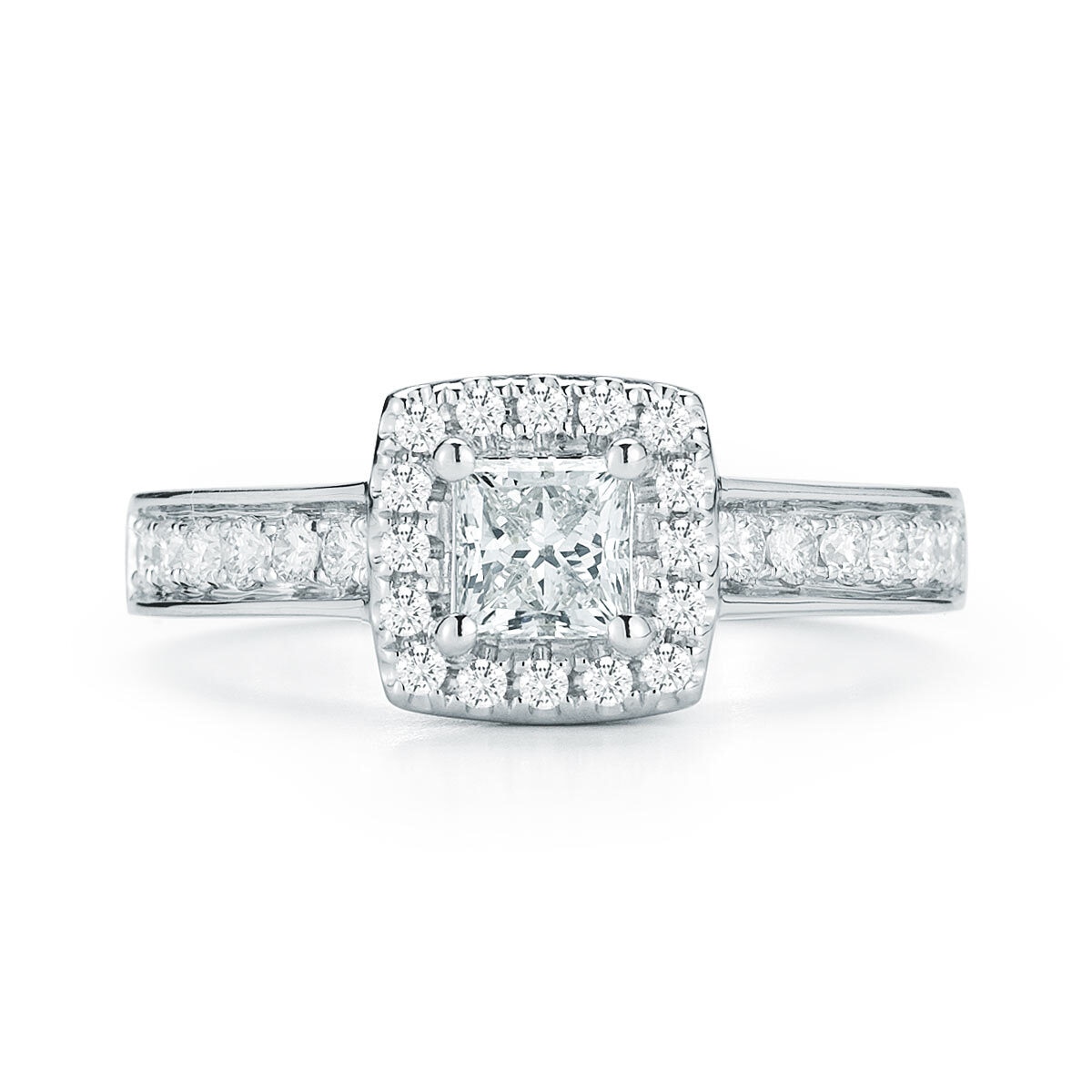 0.90ctw Princess and Round Brilliant Diamond Ring, 14ct White Gold