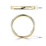 2.5mm Basic Court Wedding band. 18ct Yellow Gold