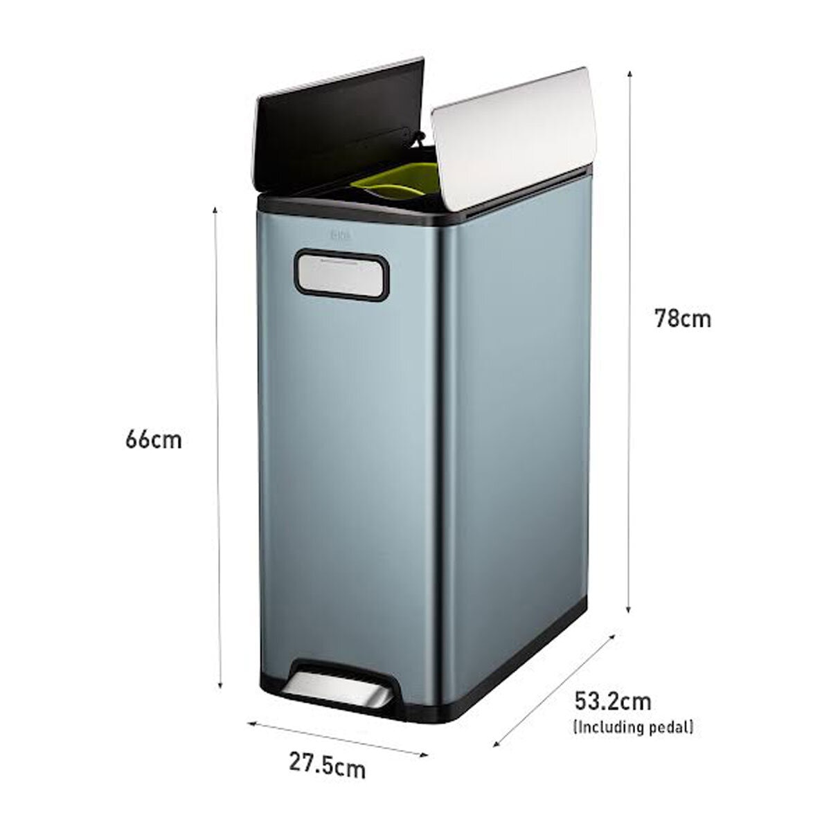 EKO Ecofly 20+20L Stainless Steel Kitchen Bin in Titanium Blue