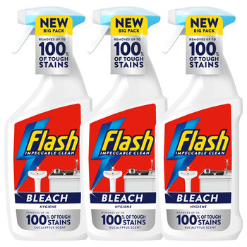 Flash Spray With Bleach, 3 x 800ml