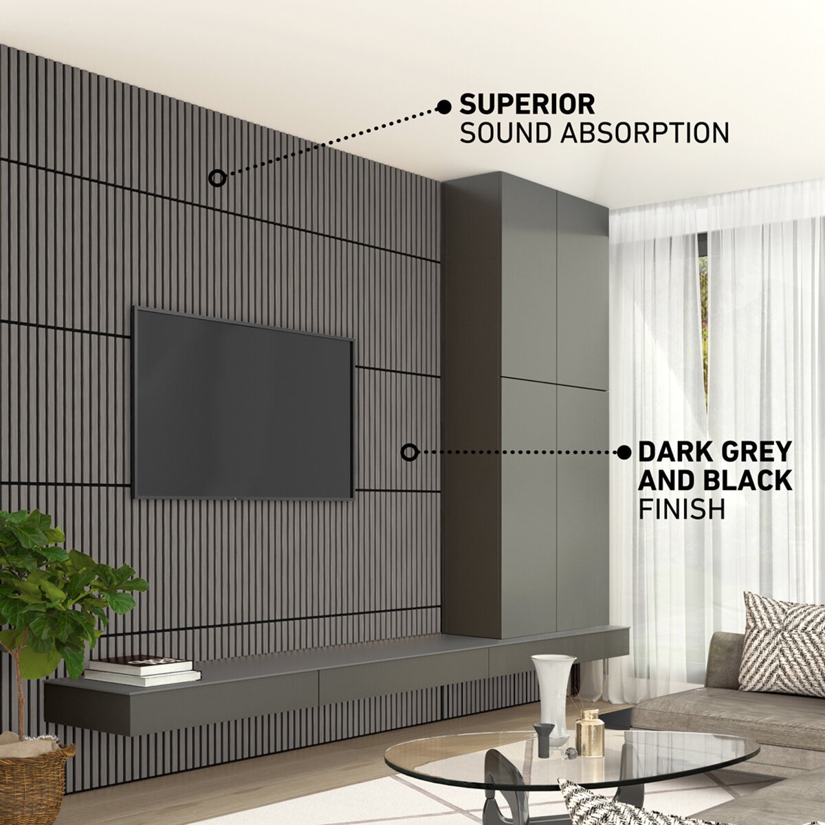 Artika Sonolok Acoustic Wall Panel Set in Dark Grey & Black, 4 Pack