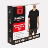 Kirkland Signature Men's Cotton Crewneck T-Shirt, 6 Pack in Black