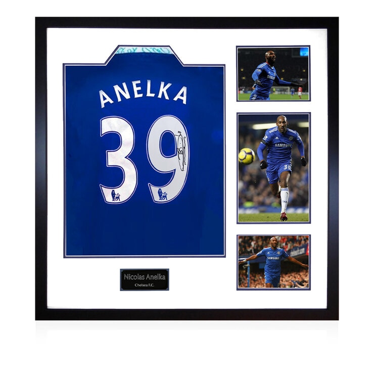 Nicholas Anelka Signed Framed Chelsea Home Football Shirt, including 3 Photos Nicholas Anelka Signed Framed Chelsea Home Football Shirt, including 3 Photos