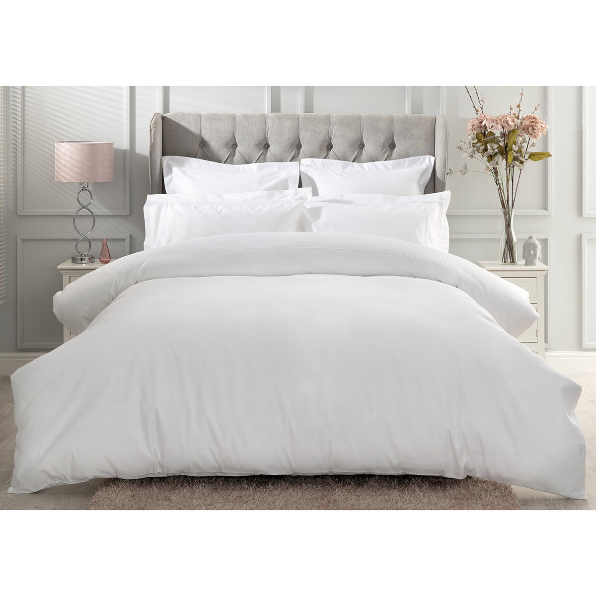 Belledorm Pure Egyptian Cotton Sateen 1000 Thread Count Bedding Bundle in 4 sizes, White