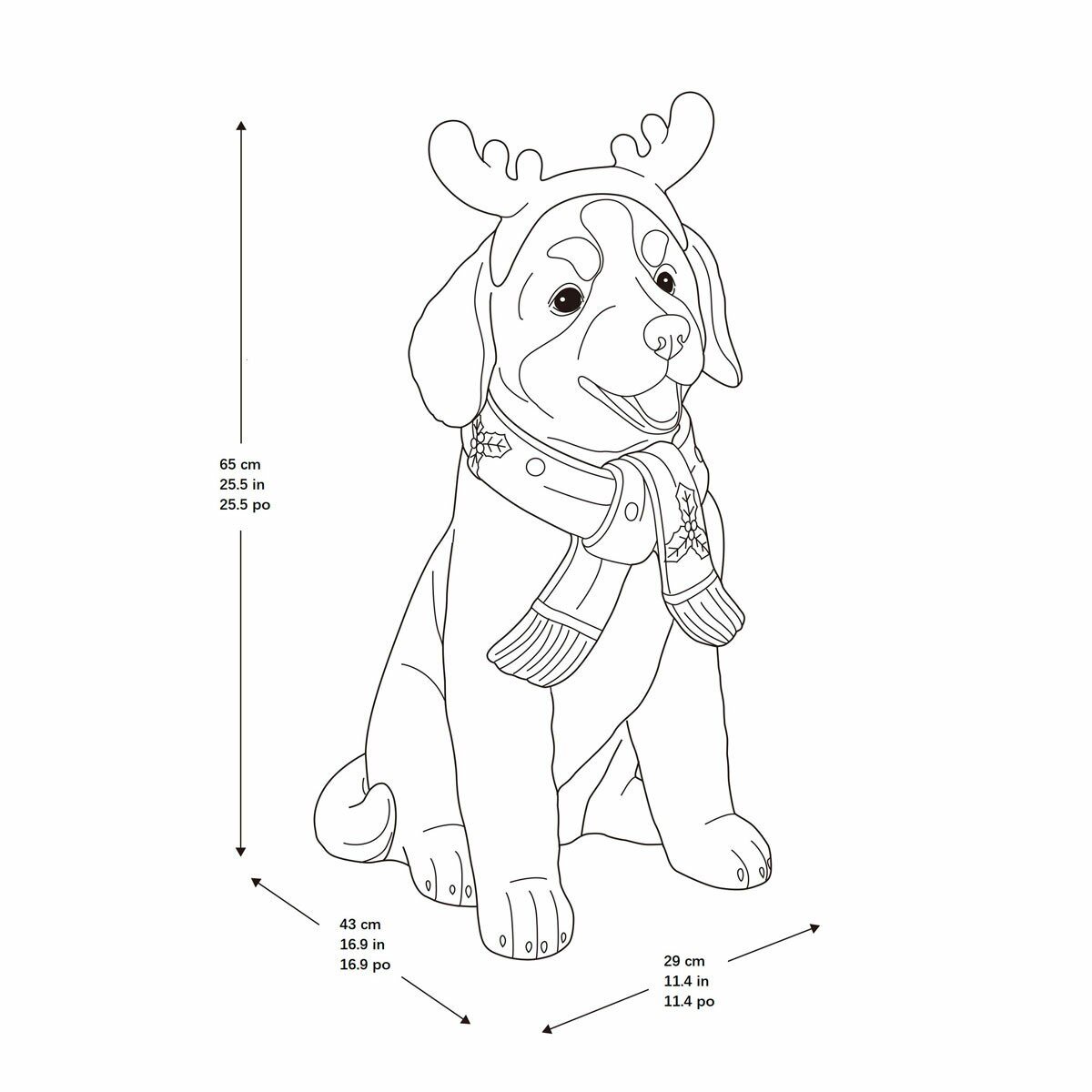 26 inch Christmas Dog Greeter - Bernese With Antlers