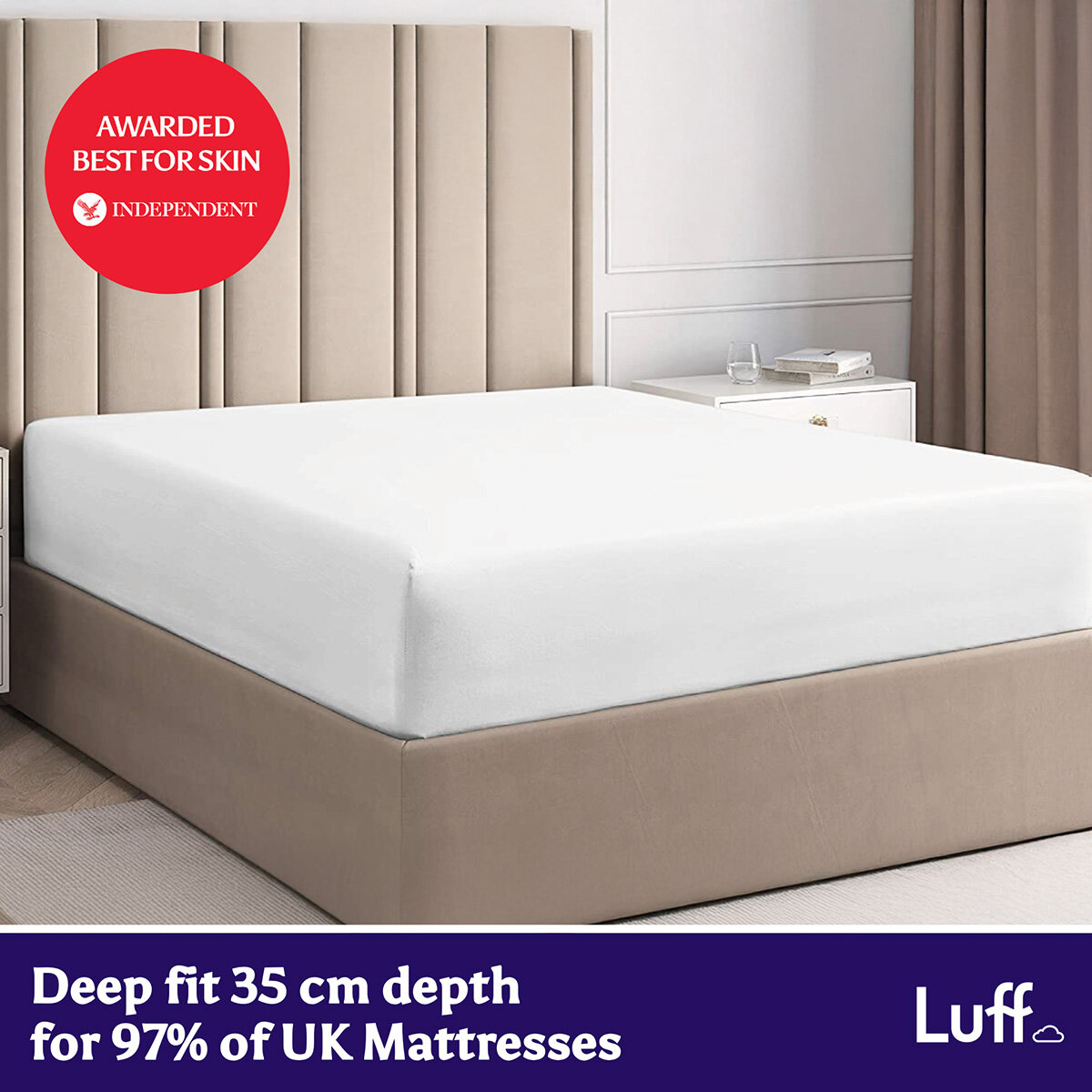 White SilverLining Fitted Sheet 35 cm Depth