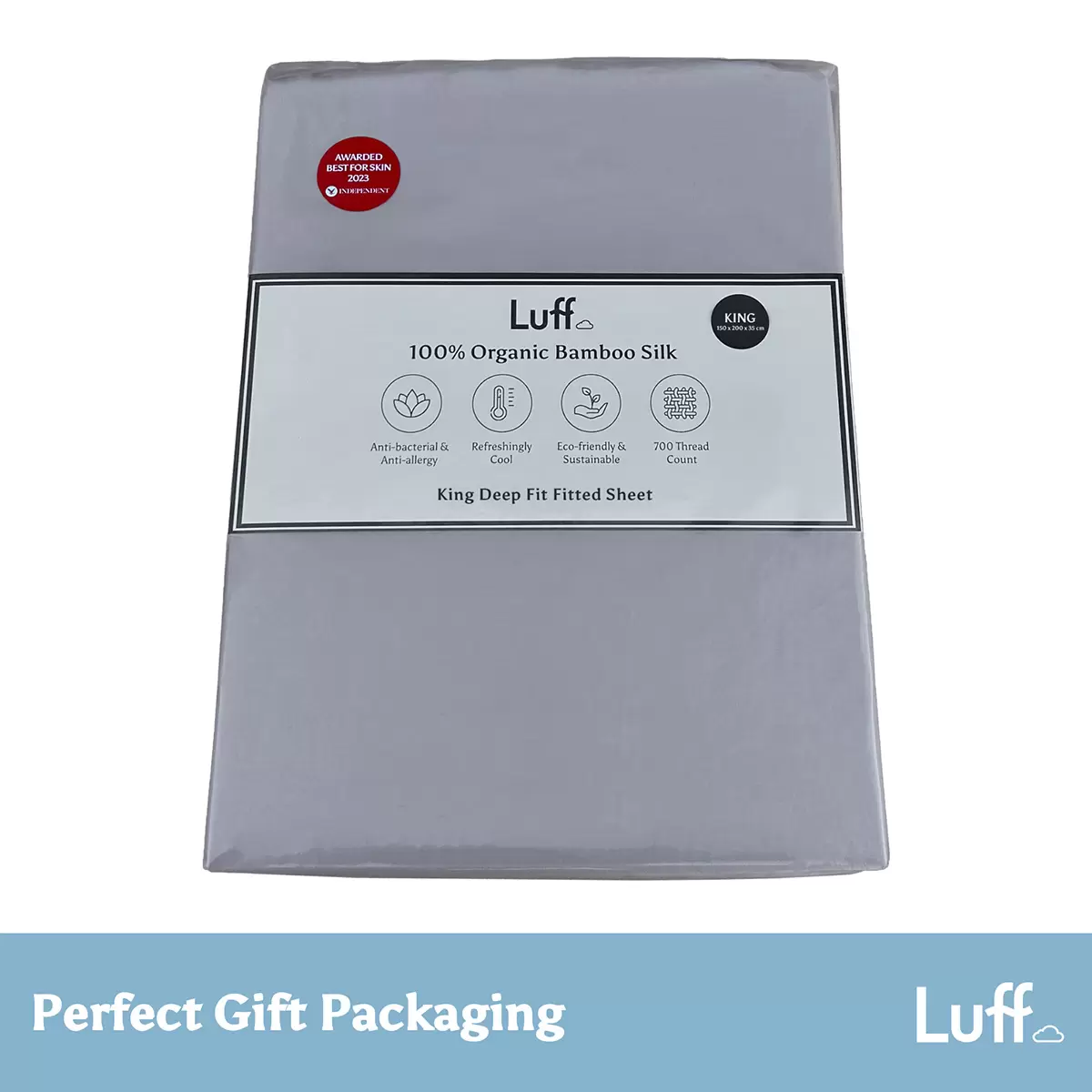 Luff 700 Fadenzahl 100% Bio Bambus Spannbettlaken Grau in 4 Größen - Bild 24 von 29