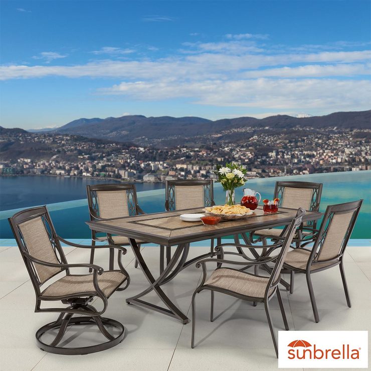 Agio Eldorado 7 Piece Sling Cast Aluminium Dining Patio Set Costco UK