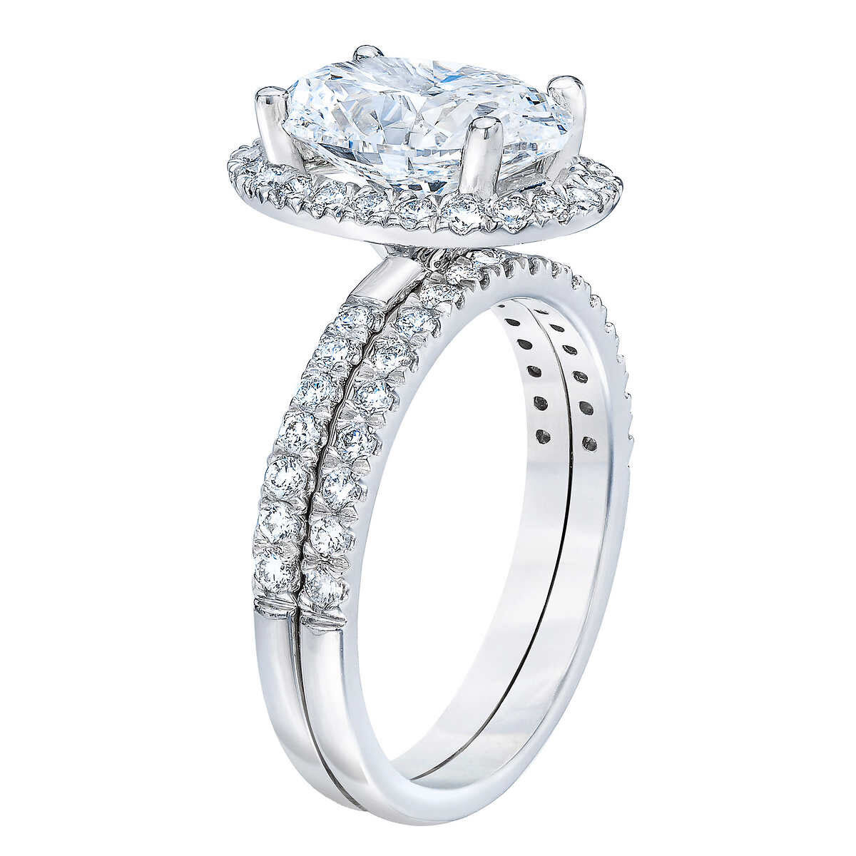 3.75ctw Oval Cut Diamond Wedding Ring Set, Platinum Costco UK