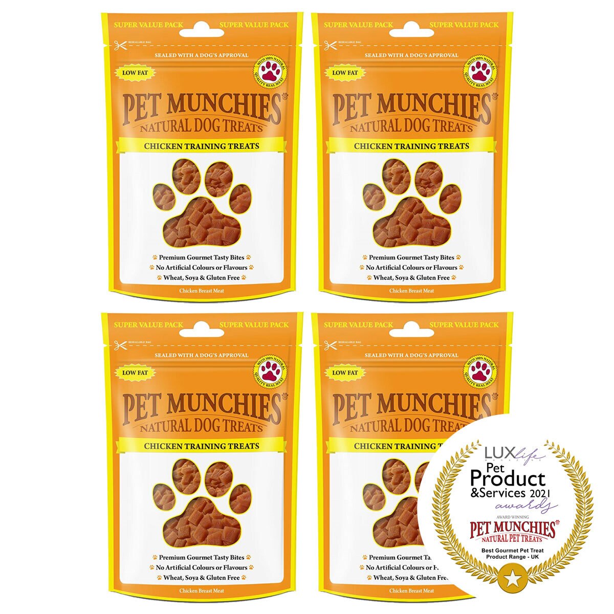 Pet Munchies Natural Chicken Dog Training Treats, 4 x 150g