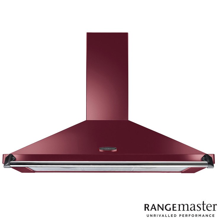 Rangemaster CLAHDC90CY/C, Cooker Hood, D Rated in Cranberry and Chrome