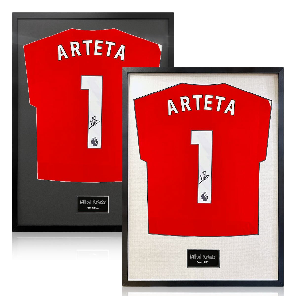 Mikel Arteta Signed Framed Arsenal Football Shirt in 2 Options: White or Black Mount Mikel Arteta Signed Framed Arsenal Football Shirt in 2 Options: White or Black Mount