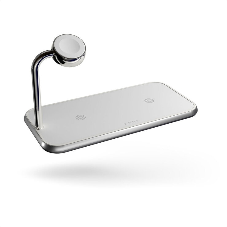 White Zens Aluminium Dual Watch Wireless Charger White Zens Aluminium Dual Watch Wireless Charger