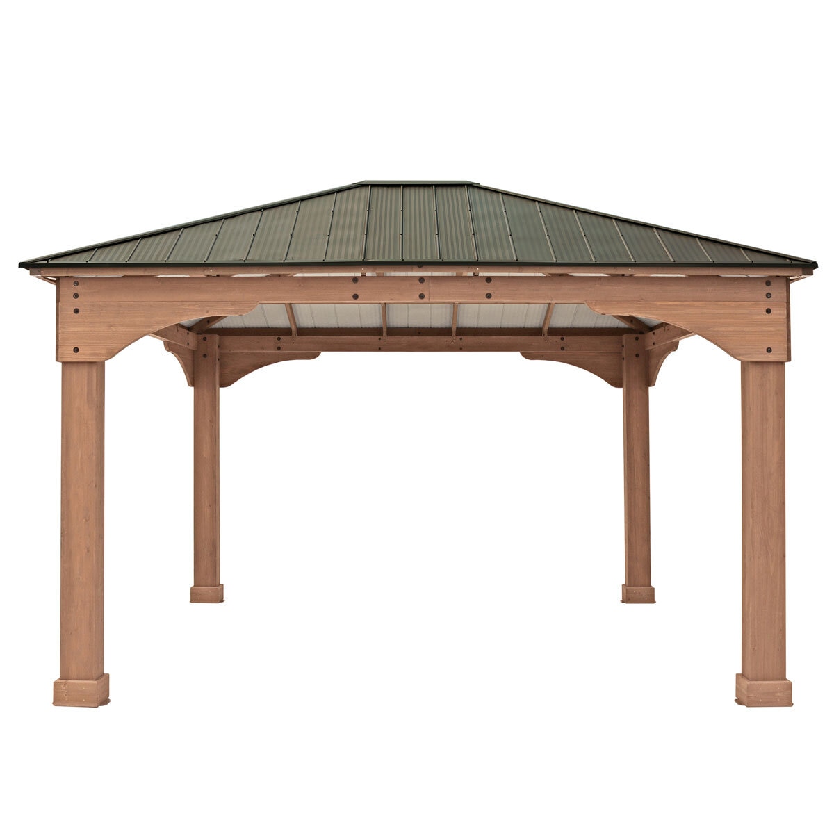 Yardistry 14ft x 12ft (4.3 x 3.7m) Wooden Gazebo with Aluminium Roof