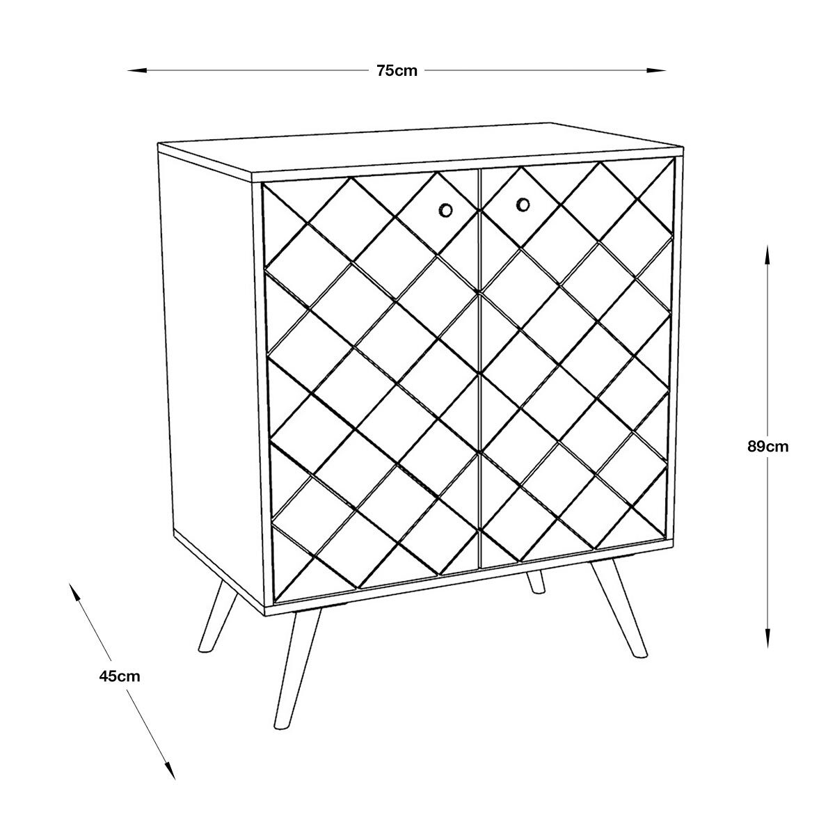 Line drawing of Gallery Tuscany 2 Door Sideboard